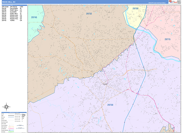 Rock Hill, SC Zip Code Map